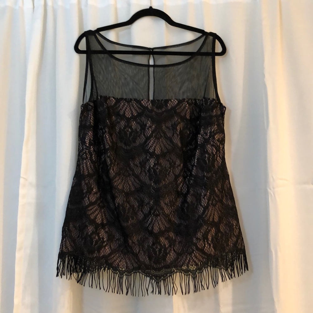 J.R. Nites Carol Lin Black Lace Blouse